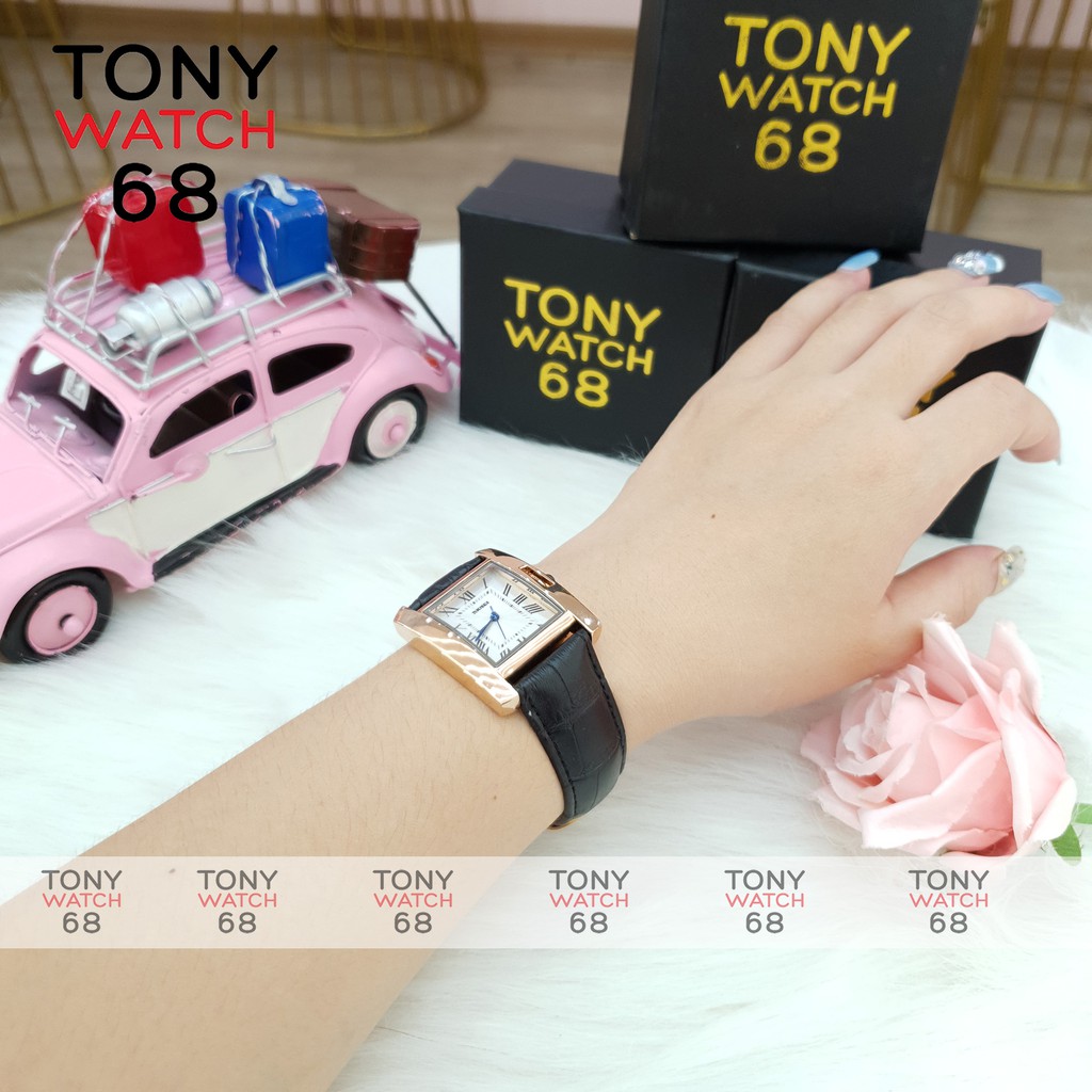 Đồng hồ nữ Skmei chính hãng dây da mặt vuông mạ vàng chống nước Tony Watch 68