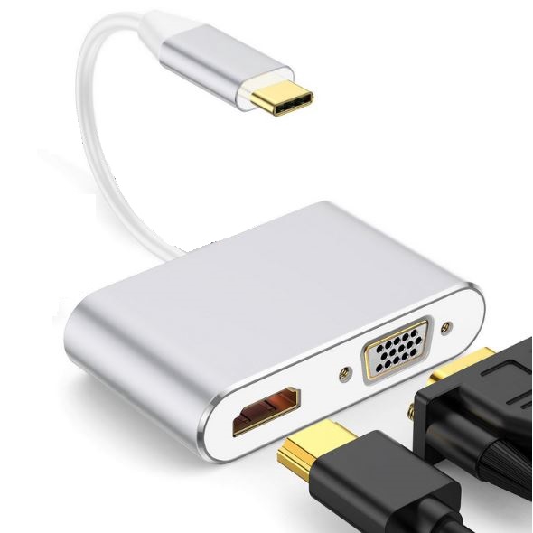 Adapter chuyển đổi từ Typec sang HDMI + VGA 2K 4K cáp typec to hdmi kết nối tivi máy chiếu