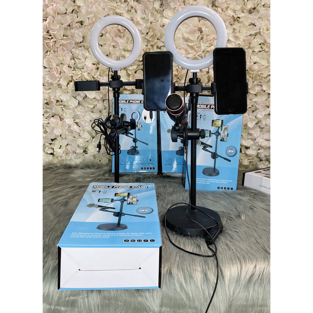 Cây đèn livestream và Bộ dụng cụ hỗ trợ Live Stream4in1 đa năng có đèn LED 3 chế độ | BigBuy360 - bigbuy360.vn