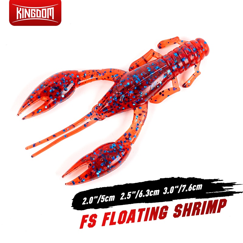 Set 7/ 8/ 9 mồi câu cá giả KINGDOM hình con tôm bằng silicone 50mm 63mm 76mm tùy chọn