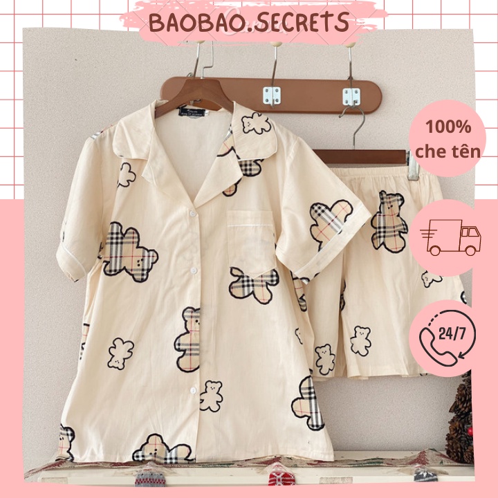 Đồ ngủ nữ pijama, đồ pijama mặc nhà họa tiết cao cấp cho nam nữ chất thô mềm mại