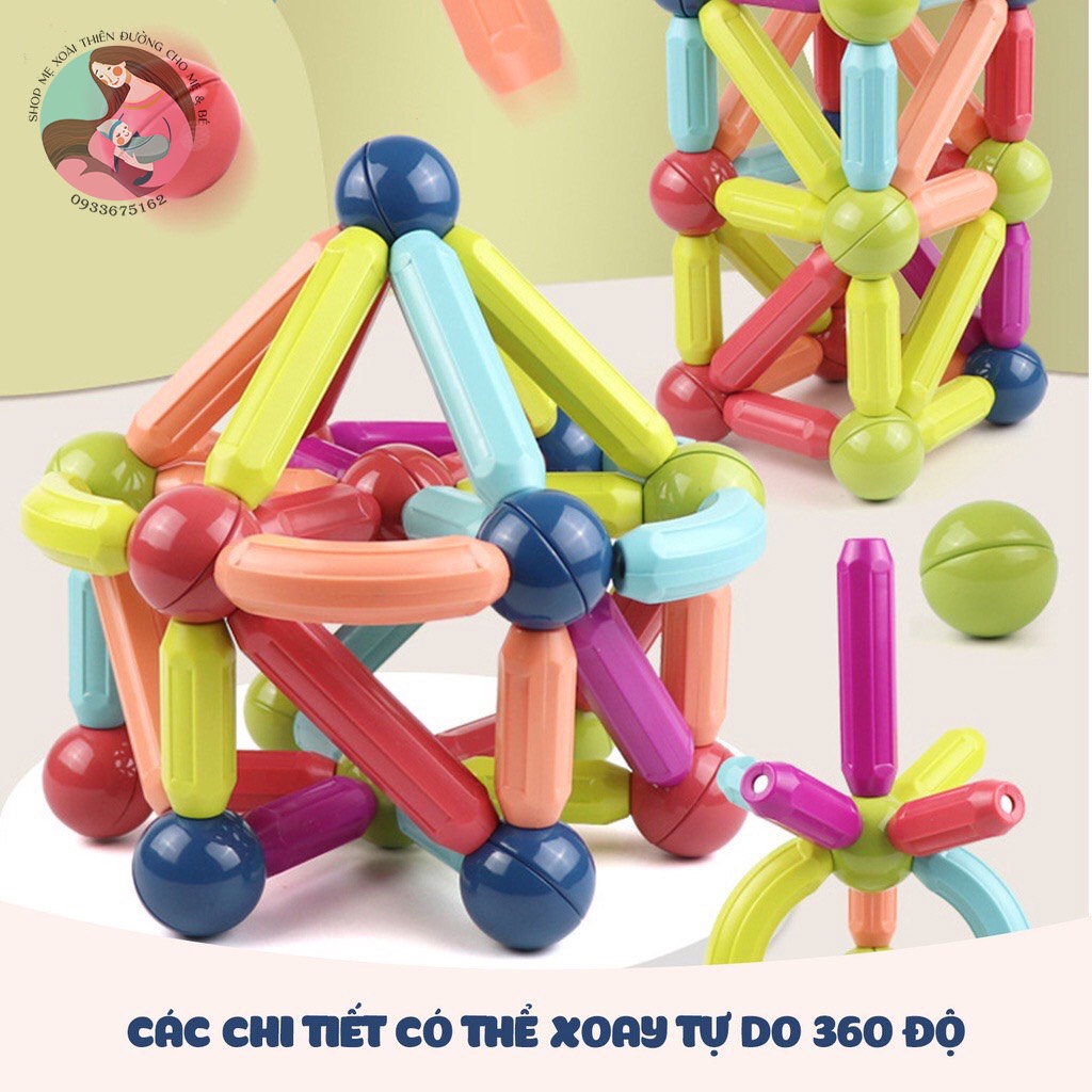 Đồ Chơi Nam Châm Xếp Hình Thông Minh Cao Cấp, Phát Huy Trí Tưởng Tượng Sáng Tạo Của Bé (Shop mẹ Xoài)