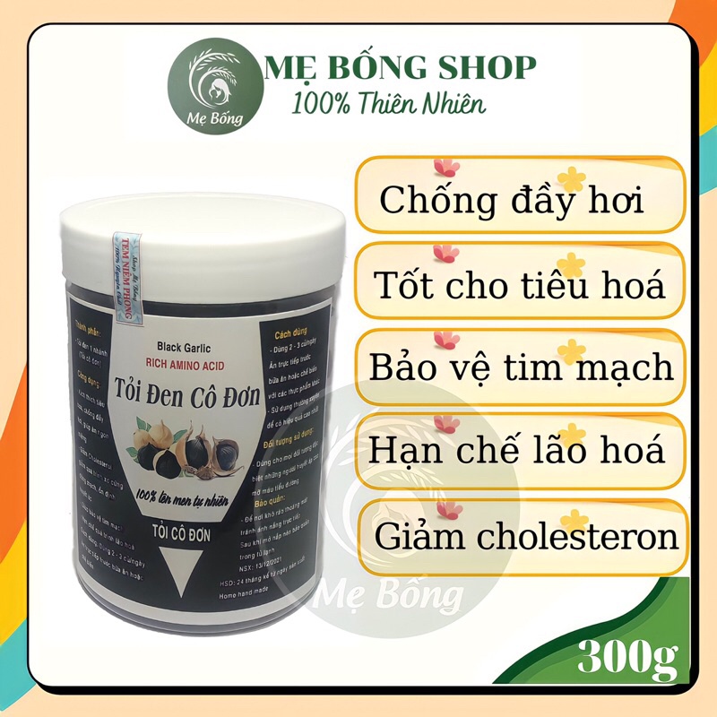 Tỏi đen cô đơn 1 nhánh hộp 300g, tỏi đen lên men tự nhiên hỗ trợ tiêu hoá, giảm đầy hơi, khó tiêu
