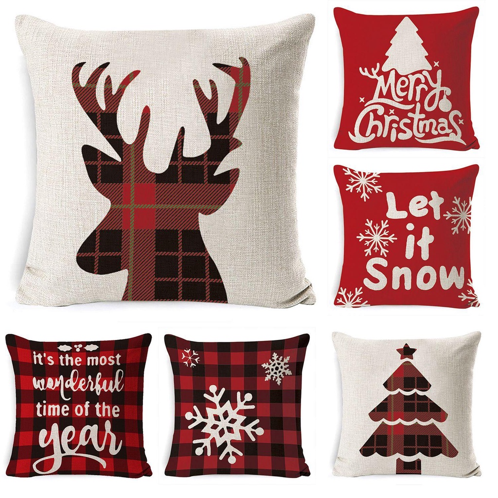 Vỏ Gối Cotton Lanh Chủ Đề Giáng Sinh