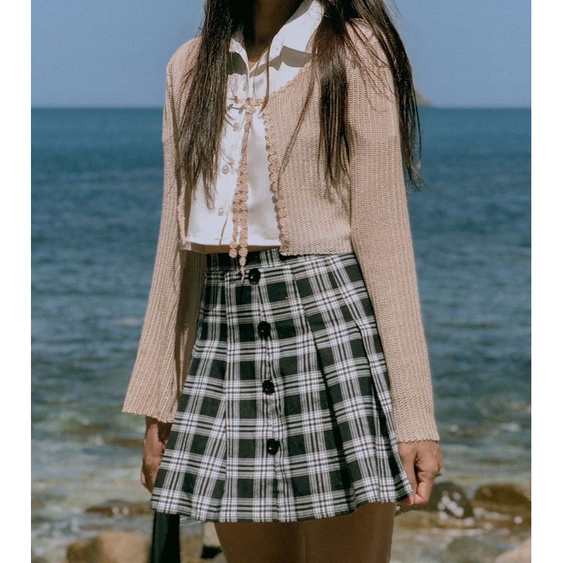 [Mã FAGREEN1505 giảm tới 30K đơn 99K] Áo cardigan ren croptop màu be | BigBuy360 - bigbuy360.vn