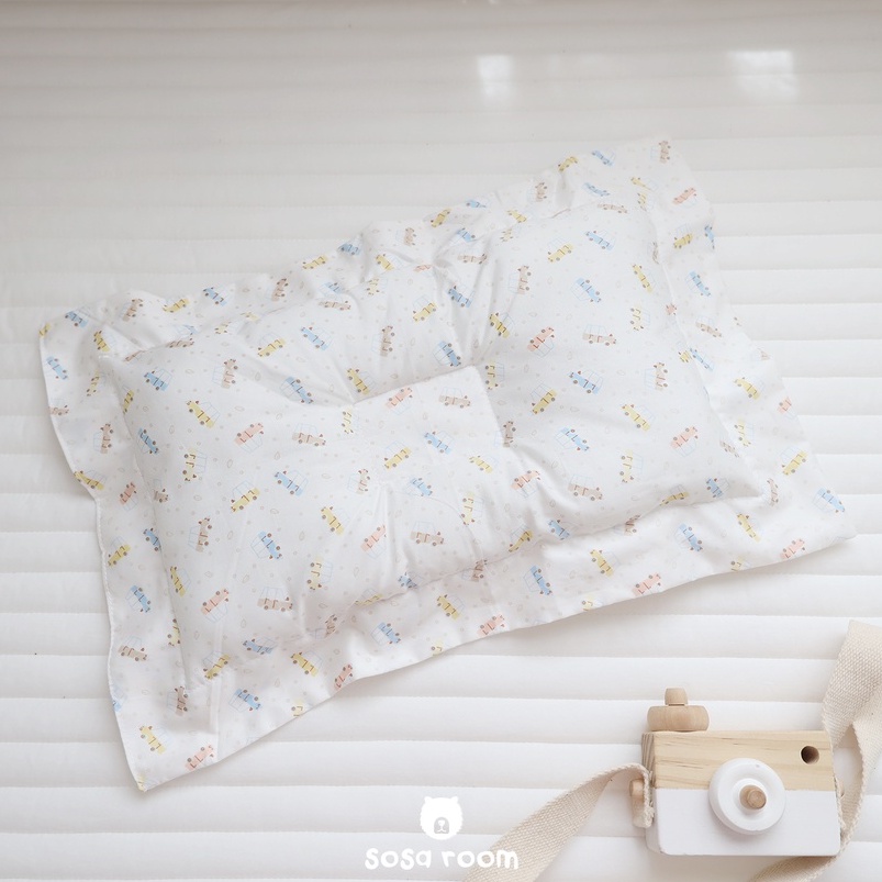 Gối nằm chống bẹt đầu cho bé, trần bông hữu cơ siêu mịn