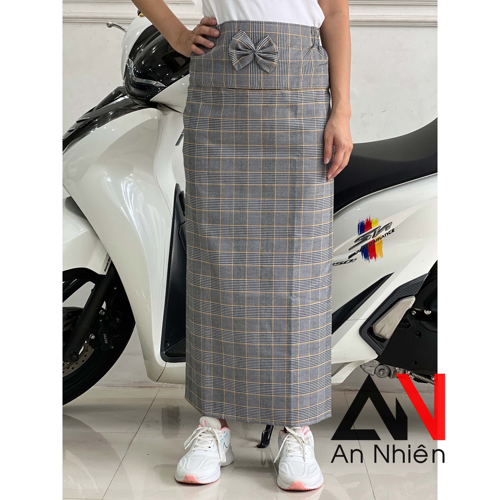 váy chống nắng loại 1 tà chất liệu kaki cố định bằng miếng dán + Nút bấm (khuy) - được chọn mẫu