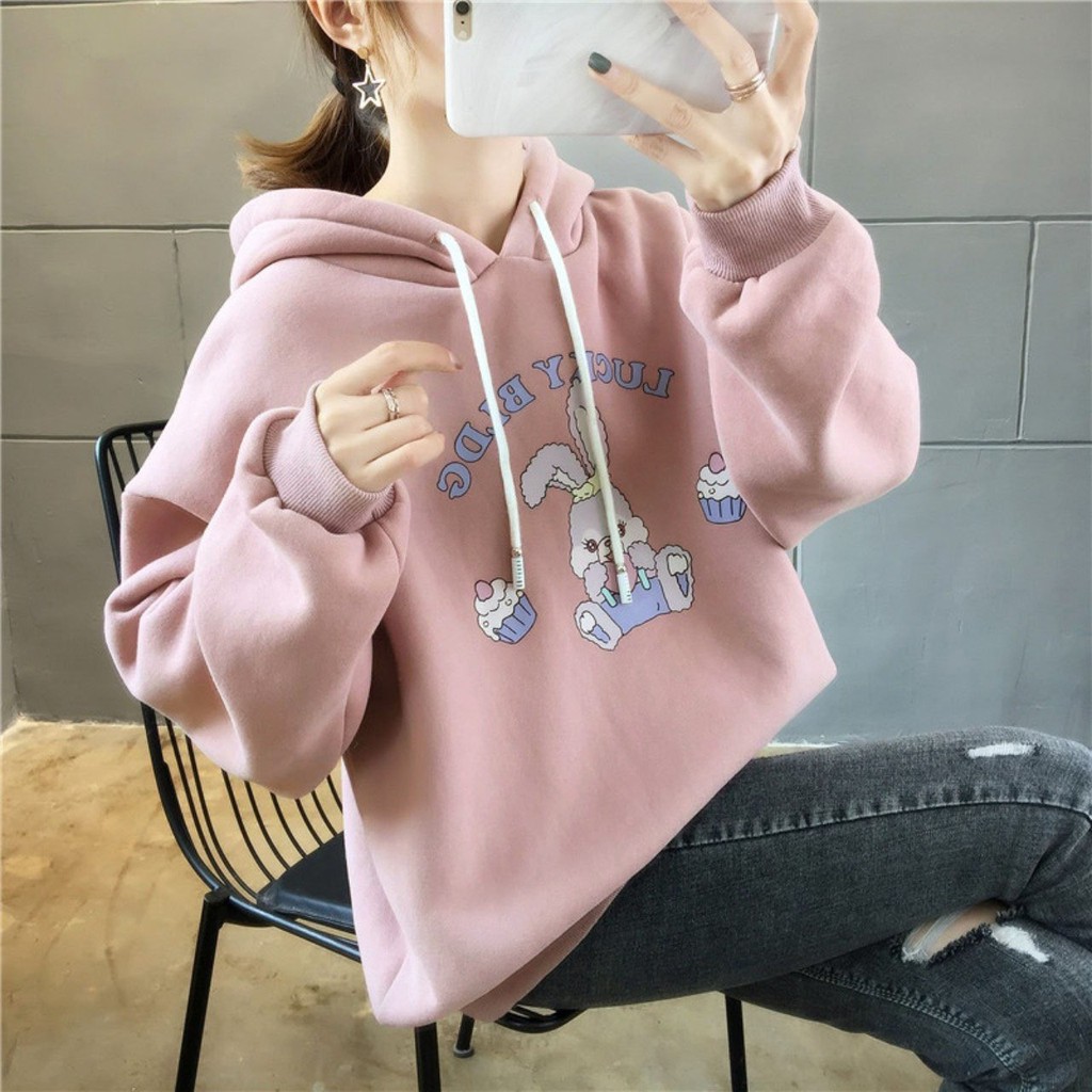 Áo khoác Hoodie Nữ chất nỉ dày mịn, in hình thỏ Rabit siêu cute - Hot trend 2021 | WebRaoVat - webraovat.net.vn