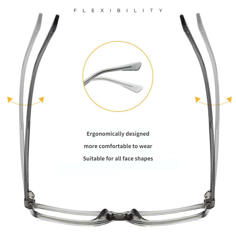 Kính TR90 Gọng Vuông Kim Loại Chống Ánh Sáng Xanh Thời Trang