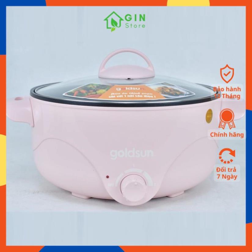 FreeShip - Nồi lẩu điện Goldsun GMC3000 dung tích 3L, công suất 900W, Nồi nấu mini đa năng kiểu dáng đẹp - Chính hãng