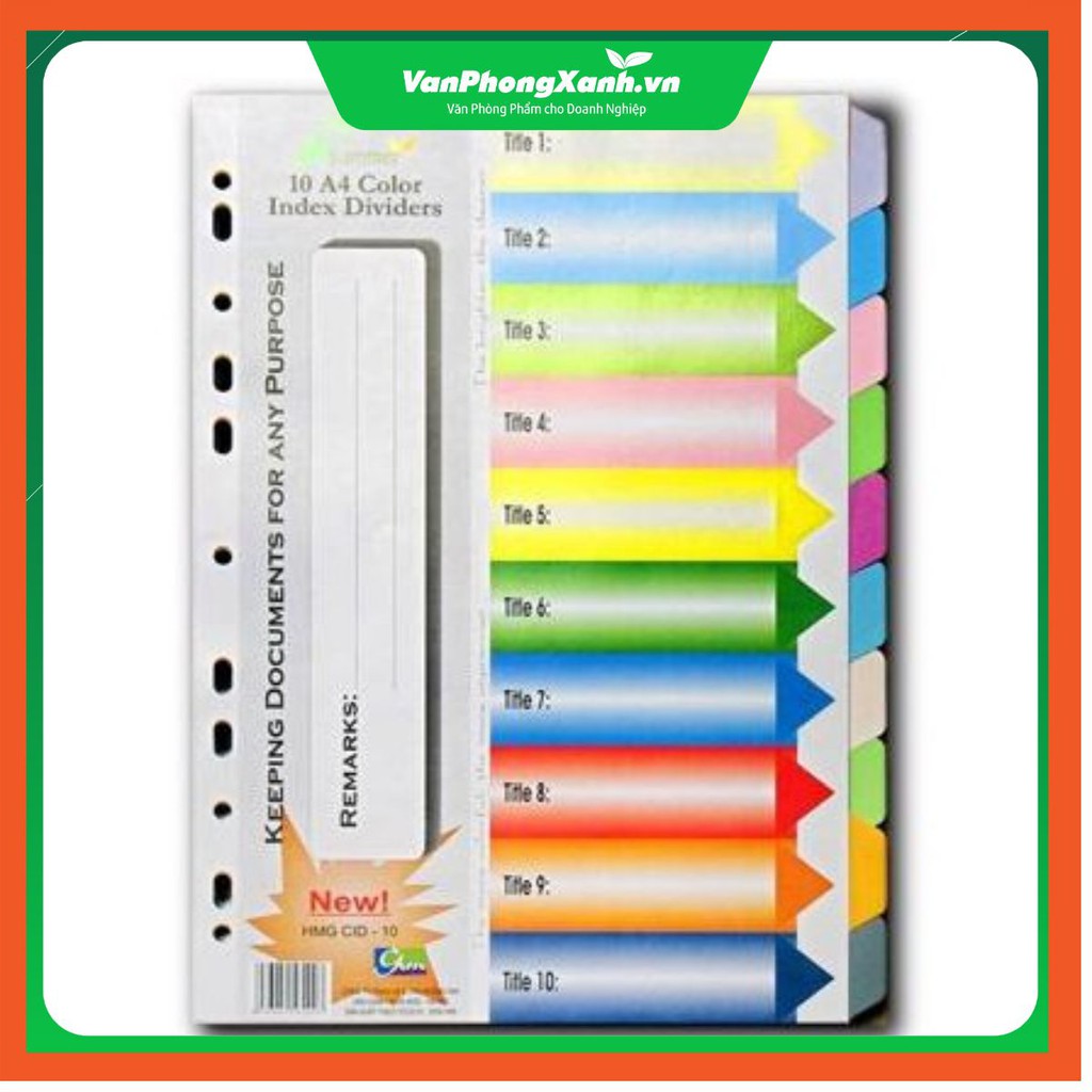 Chia file giấy 10 màu có số Bảo Kiên (10 tờ/tập)