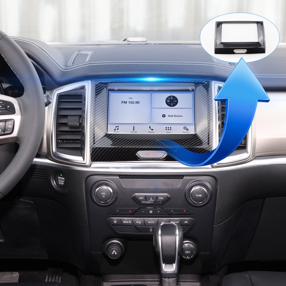 Khung Bọc Bảng Điều Hướng Xe Hơi Họa Tiết Sợi Carbon Trang Trí Cho Ford Ranger Everest Endeavour 2015-2020