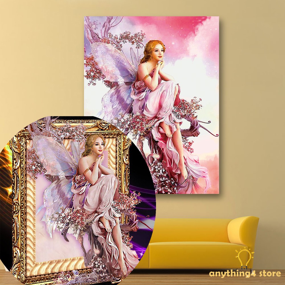 Tranh đính đá 5D DIY hình nàng tiên cánh bướm để trang trí nhà | BigBuy360 - bigbuy360.vn