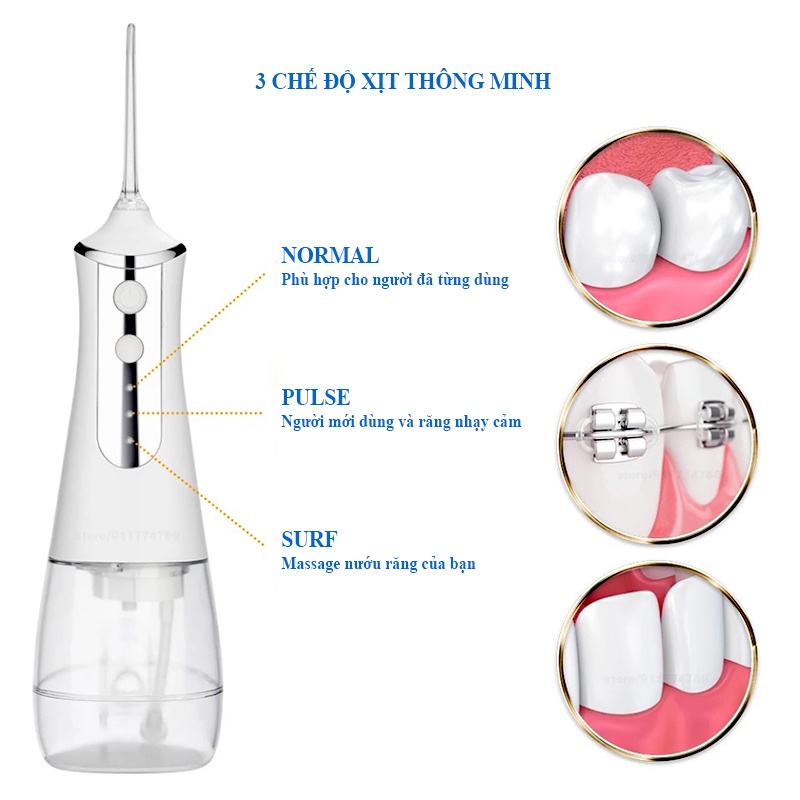 Máy tăm nước cầm tay Alpha Dental cao cấp vệ sinh răng miệng ATETA AT20