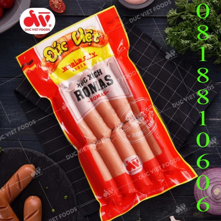 Gói 10 cây Xúc Xích Romas, Sản phẩm của Đức Việt Food, Date mới