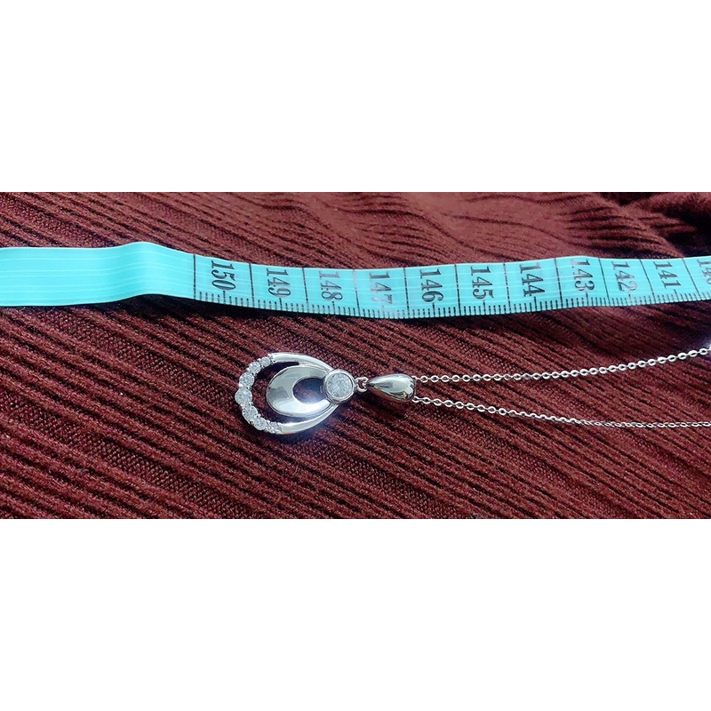 Mặt dây chuyền hình vuông giọt nước sang trọng nạm đá cz bạc thật NGỌC MẬU