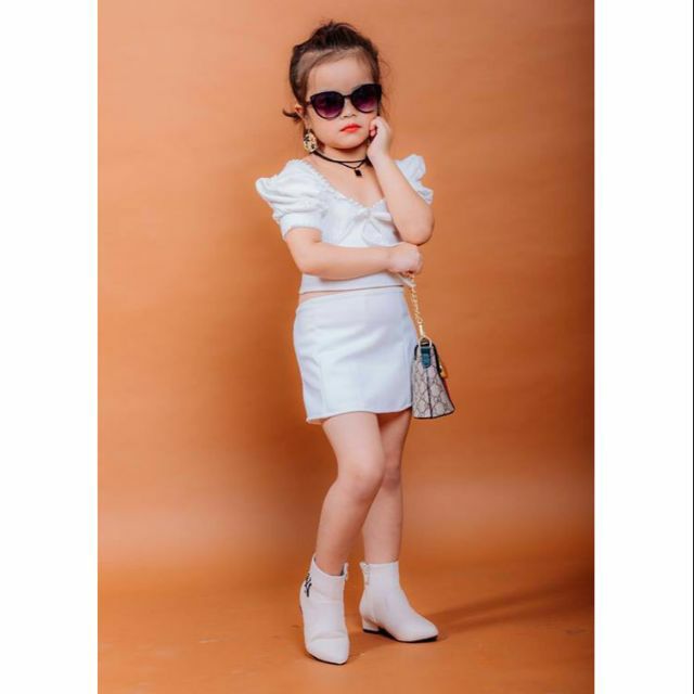 Set áo tay phồng váy A