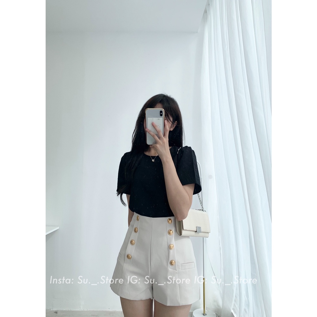 Áo croptop xốp gân ô nhí A2331 SUSTORE