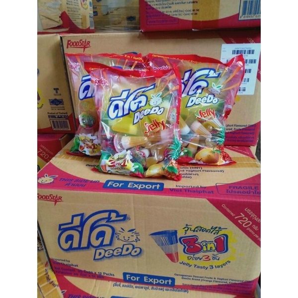 Thạch trái cây 3in1 Thái Lan Deedo bịch 720g