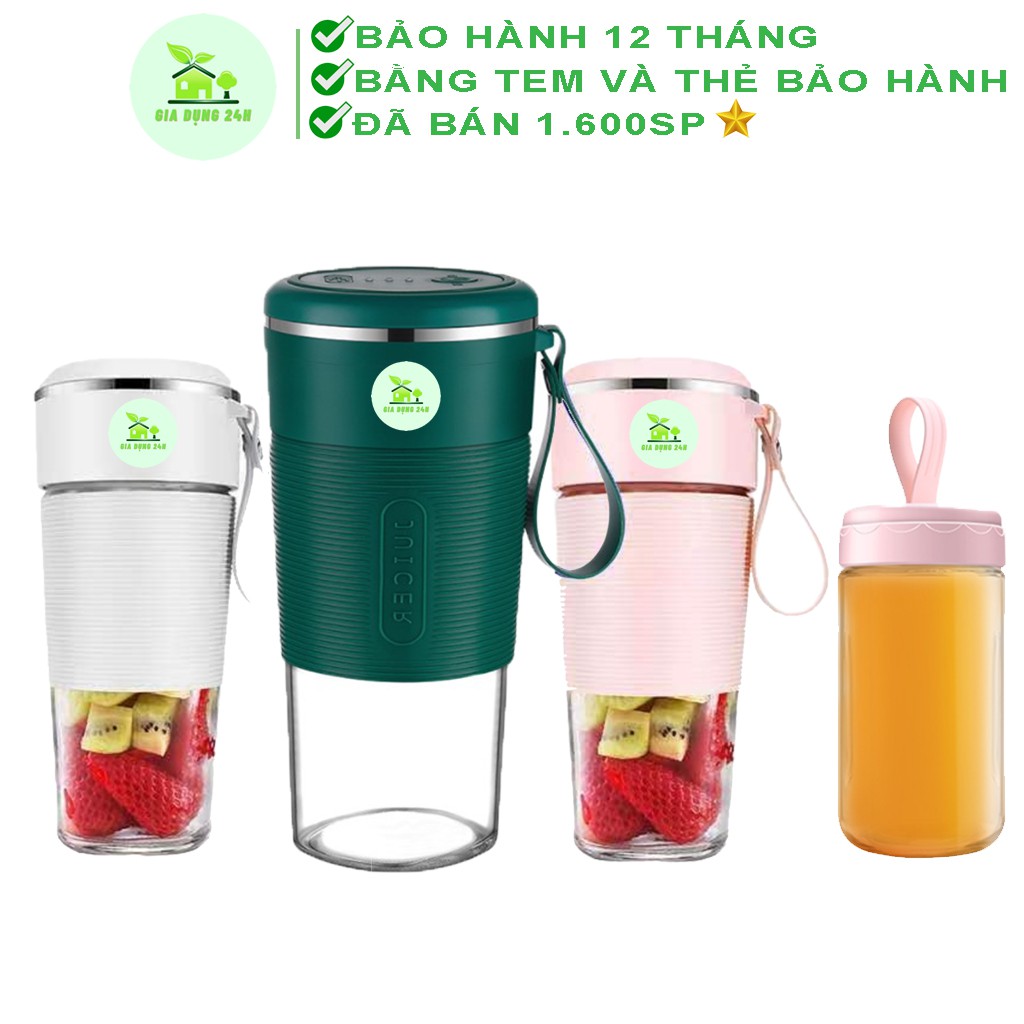 Máy xay sinh tố cầm tay mini đa năng ❤JUICER❤ máy xay cầm tay thịt đá Bảo Hành 12T Cốc Thủy Tinh 4 Lưỡi 3000mah [Loại 1]