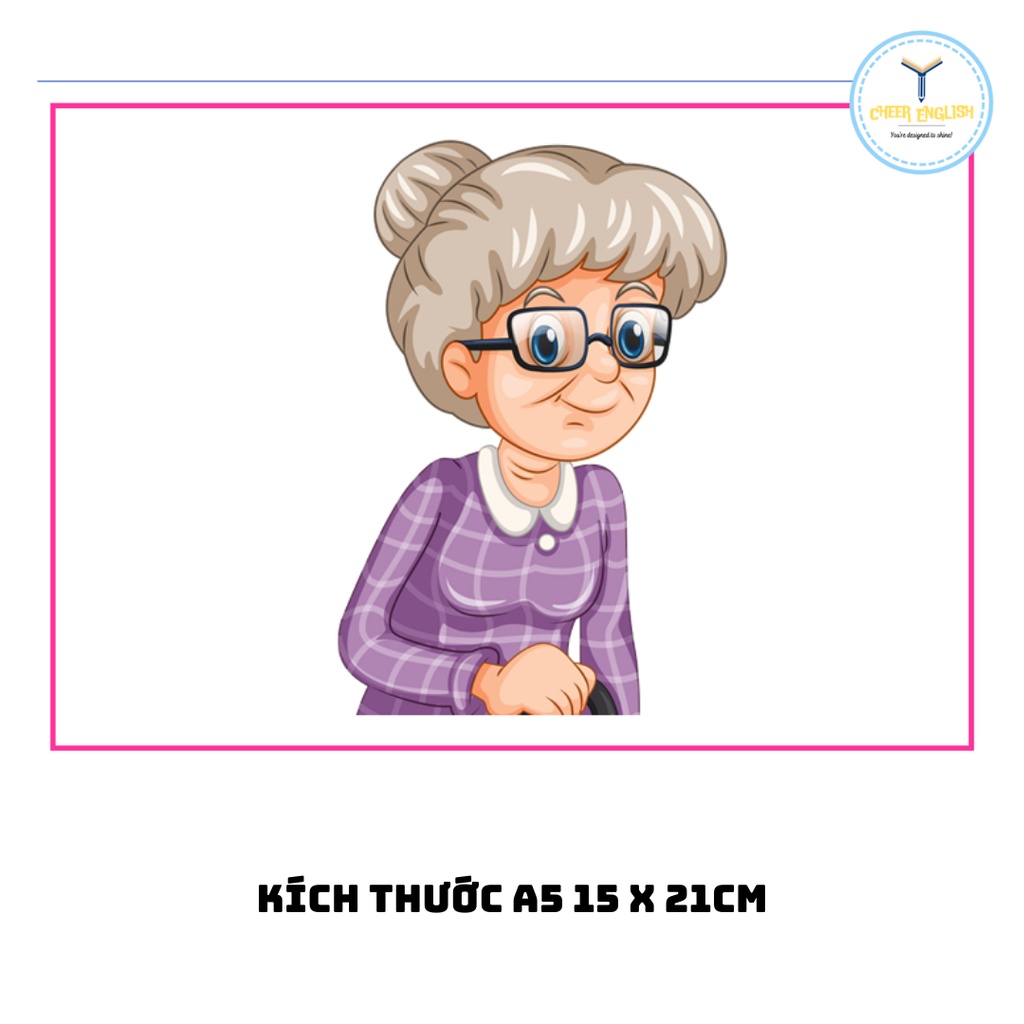 Flashcard chủ đề gia đình thẻ học Tiếng Anh ép plastic
