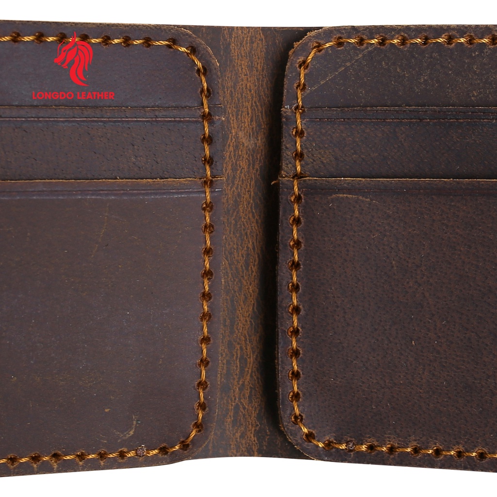 Ví nam da bò sáp - Cam kết 100% da bò thật - Bảo hành 5 năm - Thương hiệu uy tín Longdo Leather - B03