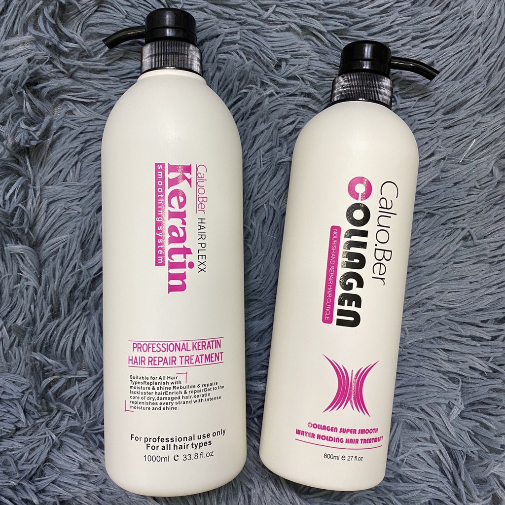 Combo phục hồi tóc nát keratin và collagen Caluo.ber Acai Beauty 1000ml