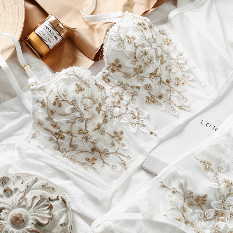 Áo lót AIJOLEN có gọng thép nâng ngực thiết kế thêu ren phong cách vintage cho nữ