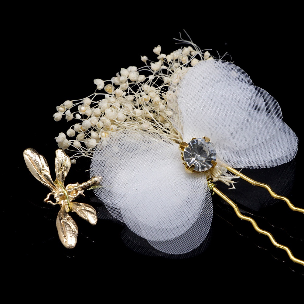 Kẹp tóc họa tiết chuồn chuồn đính đá đơn giản xinh xắn cho nữ