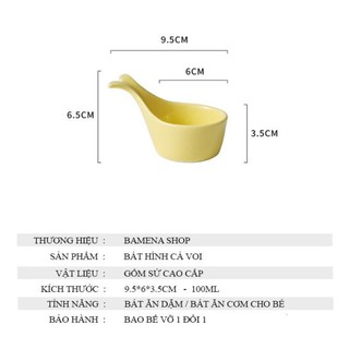 Chén, bát ăn dặm gốm sứ cao cấp hình cá voi dành cho bé tập ăn dặm kiểu Nhật maianhmb