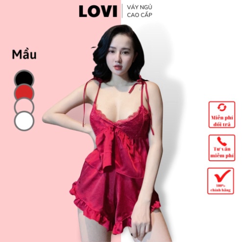 Bộ ngủ ren 2 dây nữ sexy gợi cảm lụa satin cao cấp giá rẻ 030