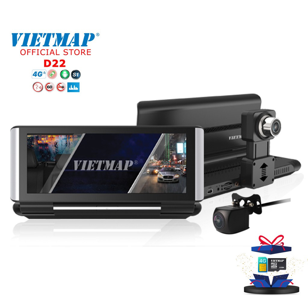 Camera Hành Trình VIETMAP D22 - Android- Định Vị Xe- Dẫn Đường S1- Phát Wifi- Truyền Video Online- Adas- Ghi Hình Kép