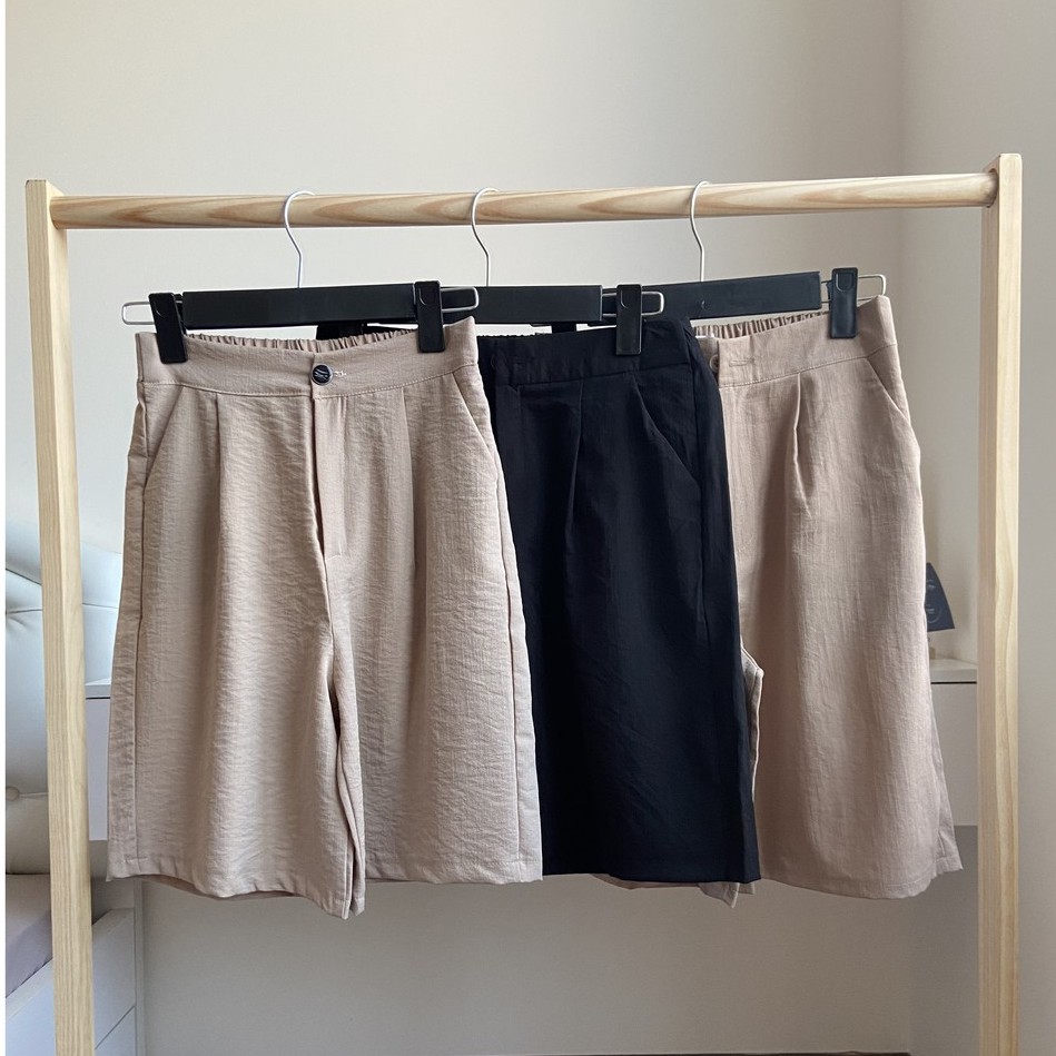 Quần ngố nữ/ Quần lửng nữ ống rộng chất đũi mềm mịn | BigBuy360 - bigbuy360.vn