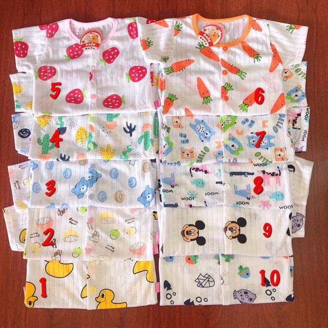 [RẺ VÔ ĐỊCH] Bộ quần áo cotton giấy trẻ em cộc tay cài khuy giữa cho bé trai và bé gái