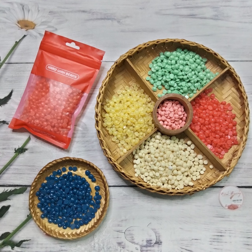 100G Sáp wax lông nóng dạng hạt đậu màu Hard Wax Beans vỏ mới