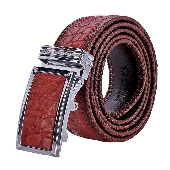 Thắt lưng nam da cá sấu Huy Hoàng đan viền 4P màu đen, nâu đất, nâu đỏ, vàng bò HP4288-89-90-91-92-93-94-96
