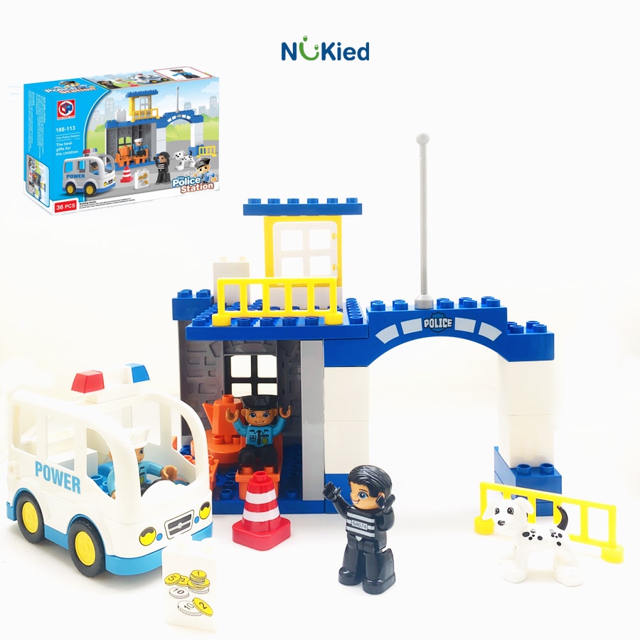 Bộ Lắp Ráp Lego Mô Hình Xe Cảnh Sát Mảnh Ghép Hạt Lớn Tương Thích Với Lego Duplo Giúp Trẻ Tư Duy Sáng Tạo Nukied VN