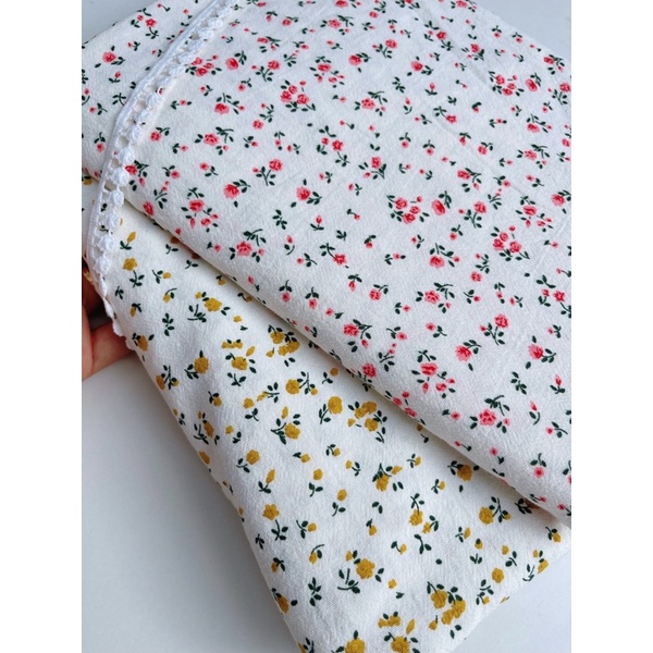 vải thô đũi cara hoa hồng 100% cotton mát mềm