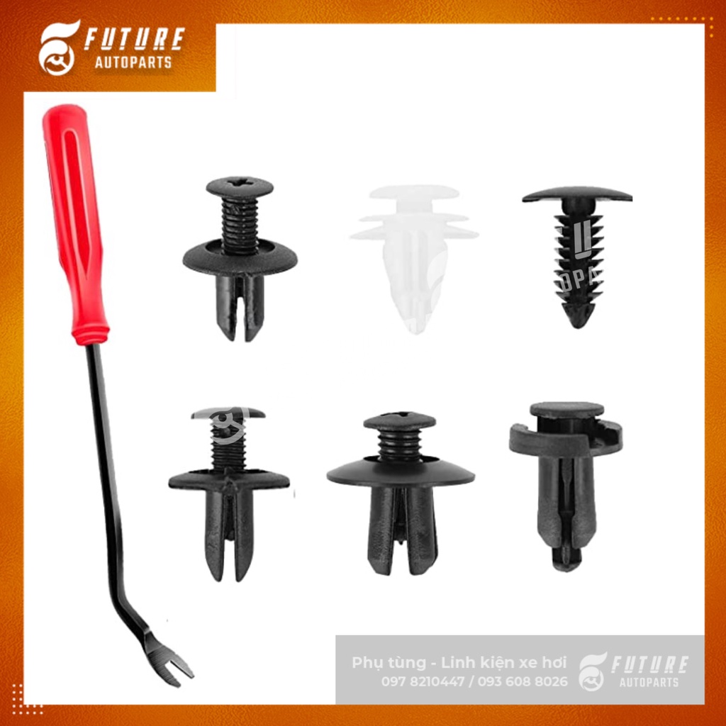 Set 100 chiếc chốt nhựa, vít nhựa 6 loại phổ thông - Future Autoparts