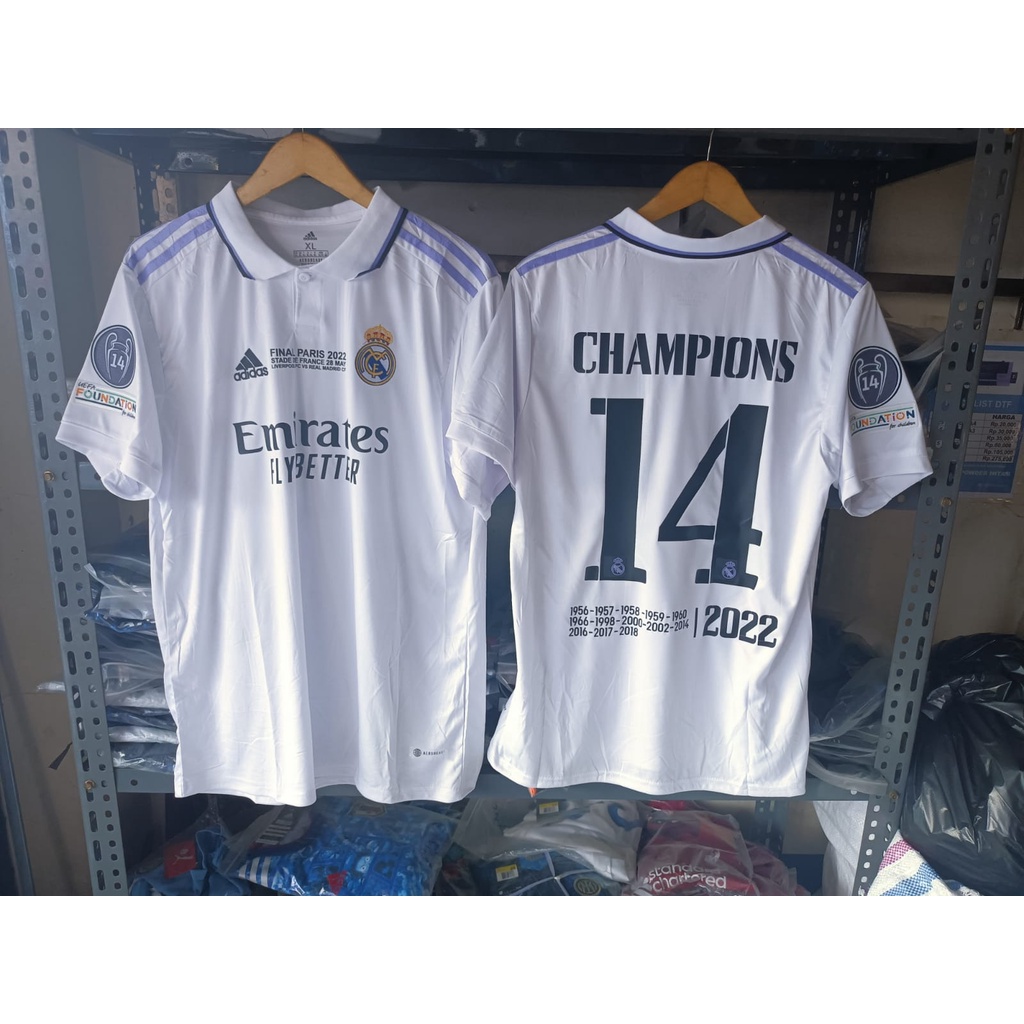 Áo Thun In Logo Madrid UCL 2022 Nhập Khẩu Chất Lượng Cao