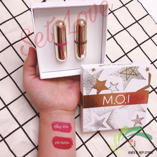 Set 1 Gồm 2  Thỏi Son Mini Goden Gift Hồ Ngọc Hà - Màu Hot Hồng Đào Và Đỏ Rượu - Son M.O.I Chuẩn Chính