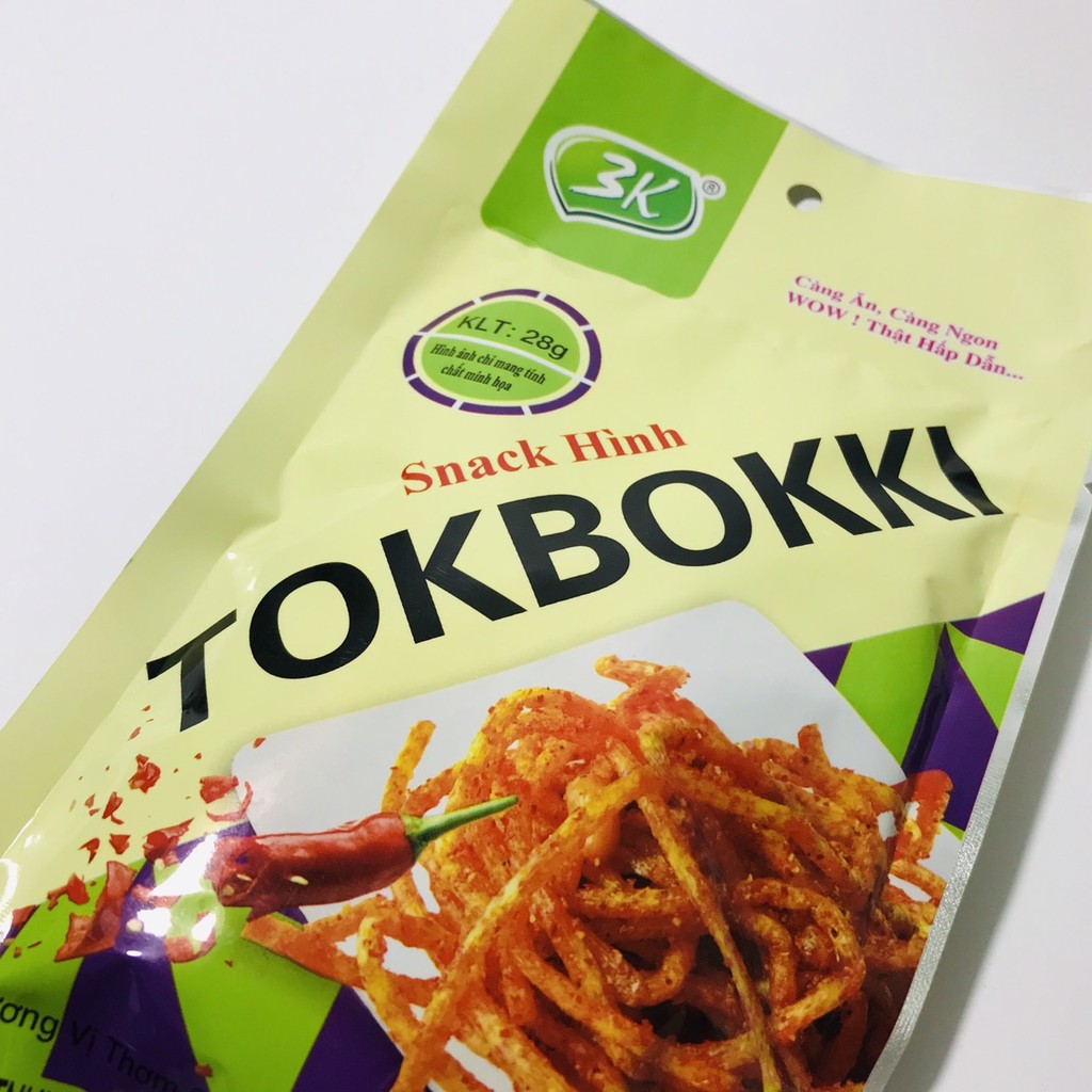Snack hình Tokbokki ăn liền hương vị thơm cay 28g - đồ ăn vặt Hà My