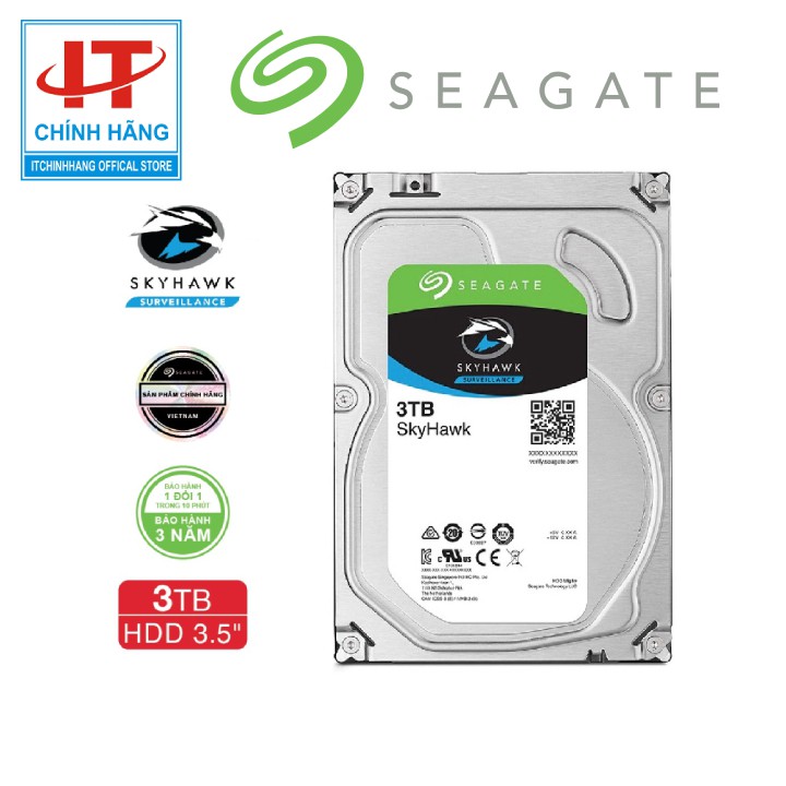 Ổ Cứng HDD Seagate Skyhawk 3TB 3.5" Sata 6Gb/s/64MB Cache/5900RPM