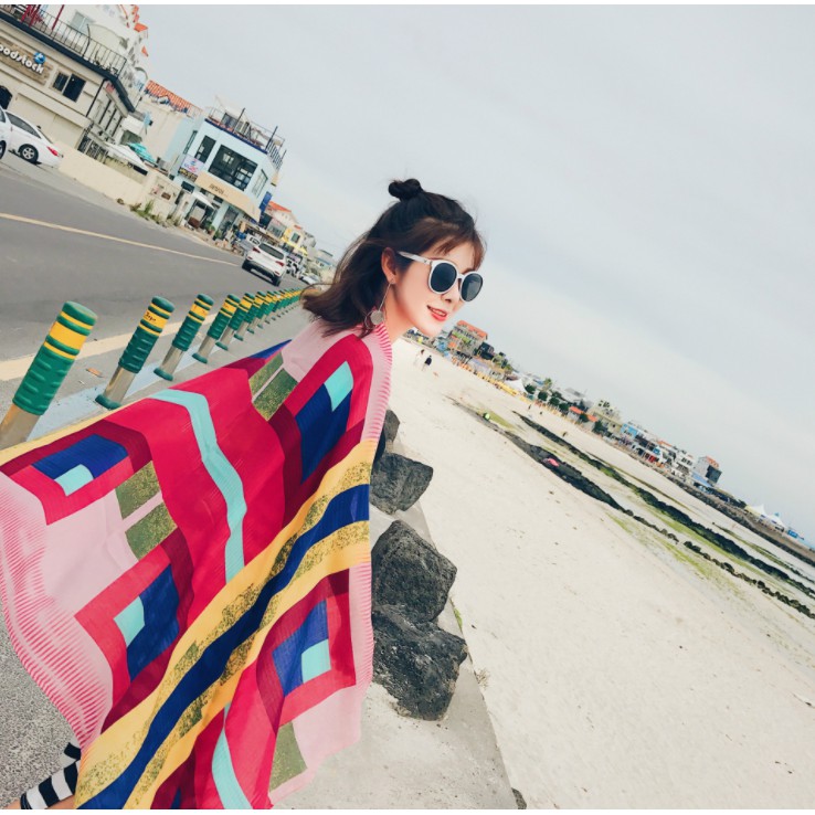 Bộ sưu tập 20 mẫu Khăn choàng cotton chống nắng - đi biển họa tiết dễ thương Kích thước: 95x180cm