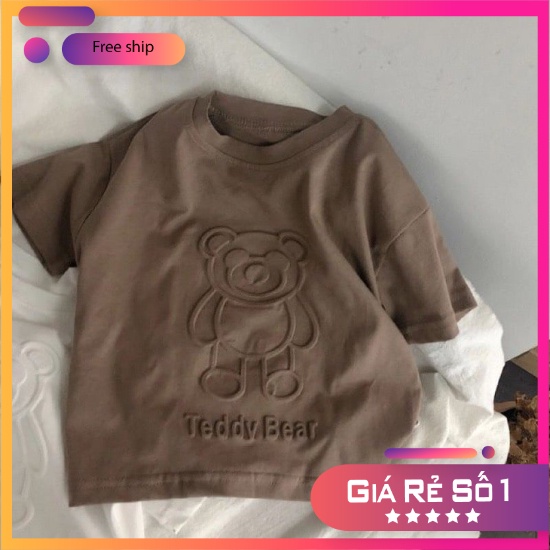 AP07-Áo Phông Ngắn Tay Cotton In Gấu Nổi Phong Cách Hàn Quốc Cho Bé Trai Bé Gái  Song Ngư Kids