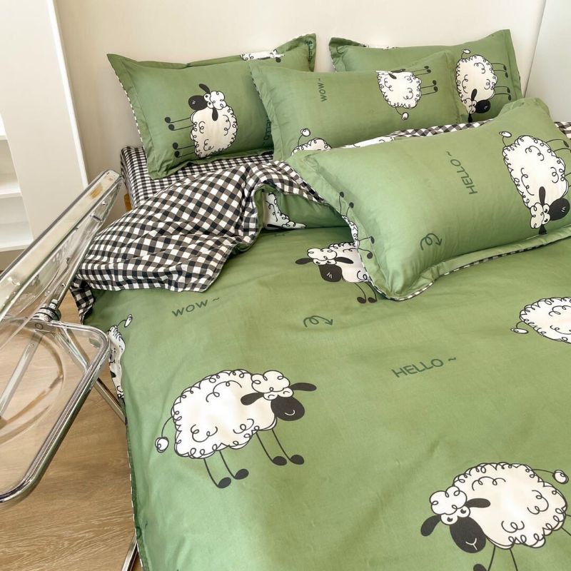 Bộ Cotton poly Cừu Xám. Cừu Xanh