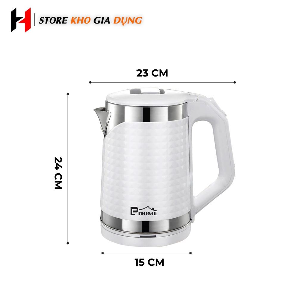 Ấm Siêu Tốc Inox 304 Cao Cấp (1.8L) - Hàng Chính Hãng PL Home - Bảo Hành 12 Tháng (Tặng Kèm Đũa)