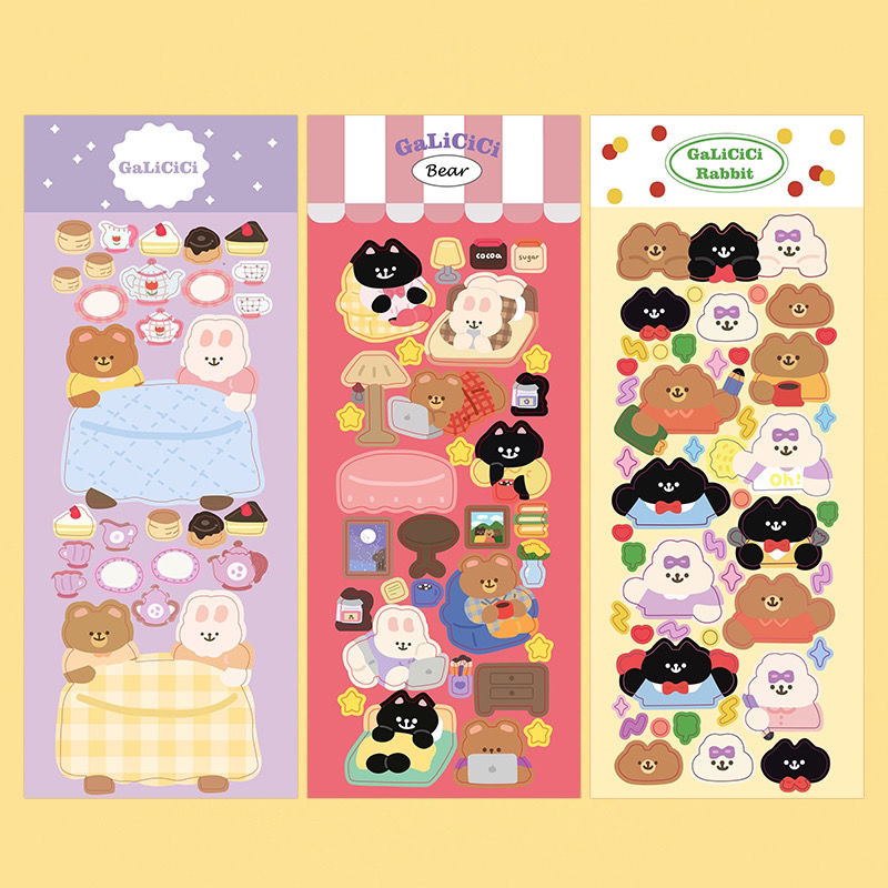 Cute Glittery Bear Sticker Decorative Sequin DIY Sticker