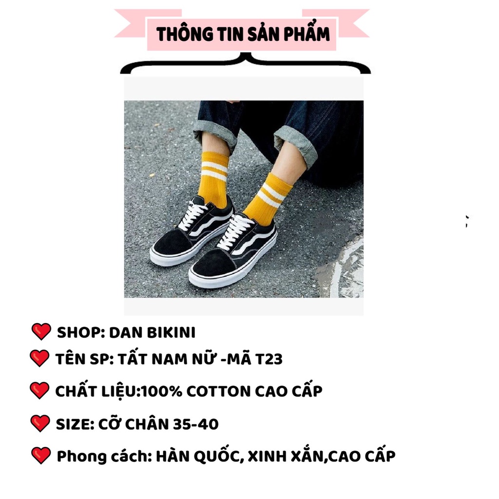 Tất Nữ - Tất Nam cotton cổ sọc phong cách hàn quốc- được chọn màu MÃ T23