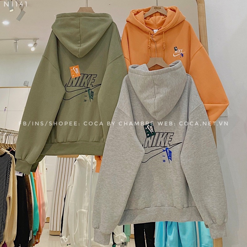 [N1141]🧡 Áo HOODIE nỉ bông dày mũ rộng thêu AIR form rộng (Có sẵn/ảnh thật) | BigBuy360 - bigbuy360.vn